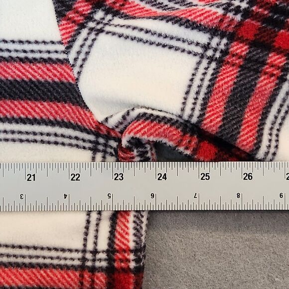 PajamaGram Mens Fleece Pajama Set XL Red White Plaid Long Sleeve Wide Leg PJs - Picture 8 of 16